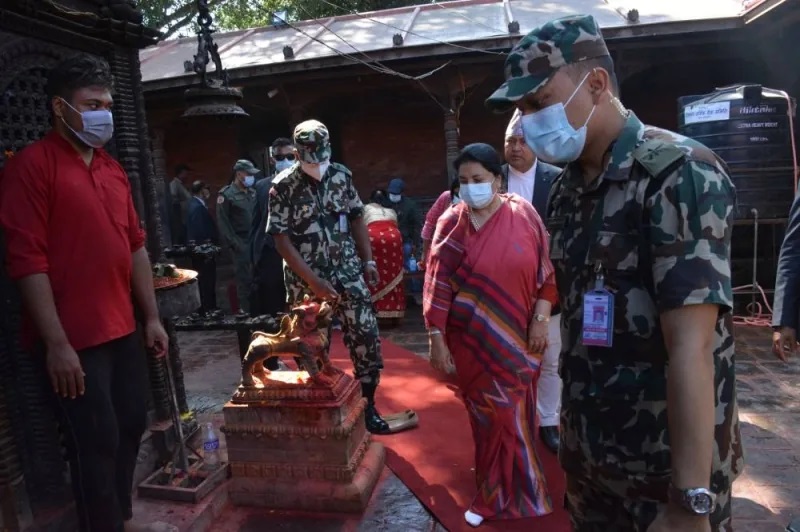 President Bhandari offers worships at different shrines of goddess