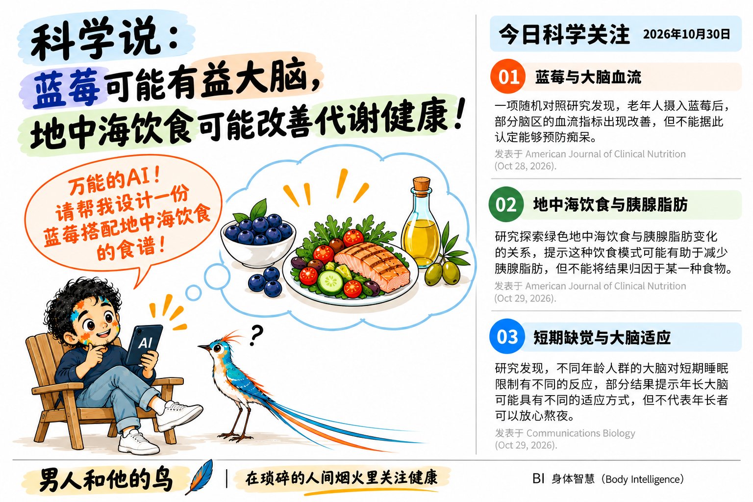 今日科学关注：蓝莓、大脑血流与地中海饮食